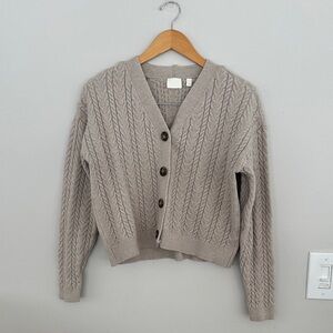 Cyrus Taupe Cable Knit Cardigan